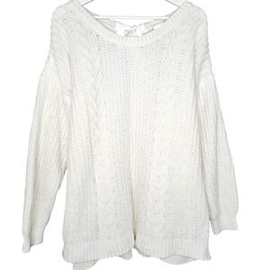 Torrid Sweater 3X Women Ivory Knit Back Tie Long Sleeve Pullover Casual Everyday